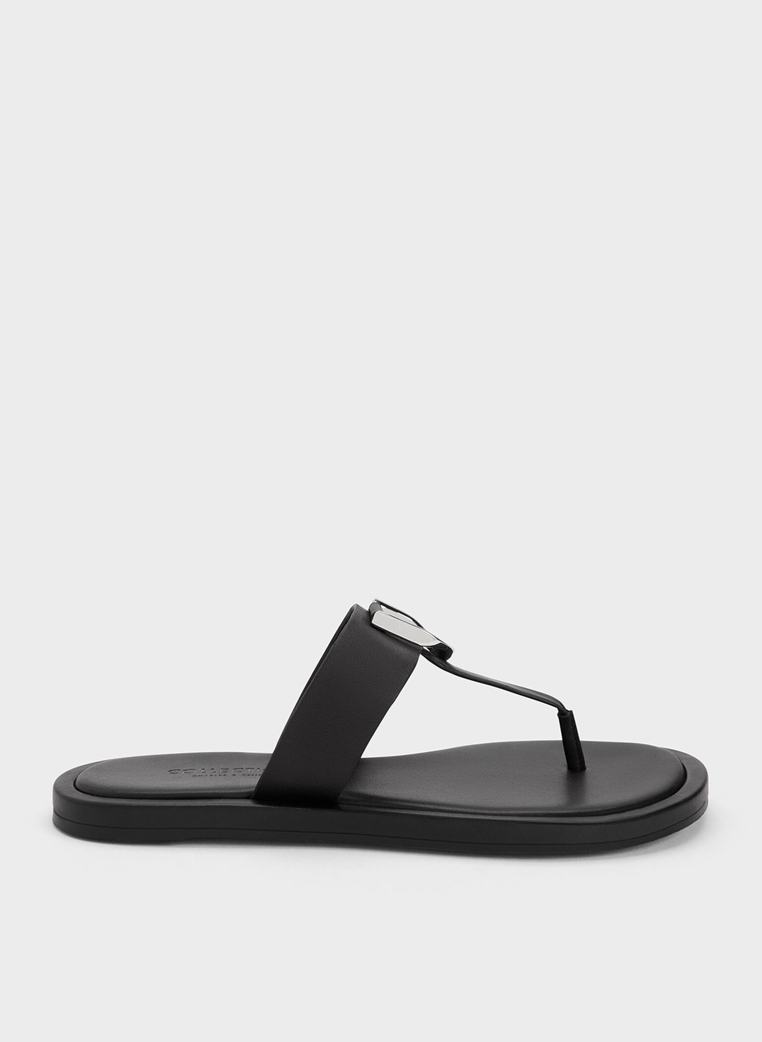 Gabine Leather Thong Sandals, Black, hi-res