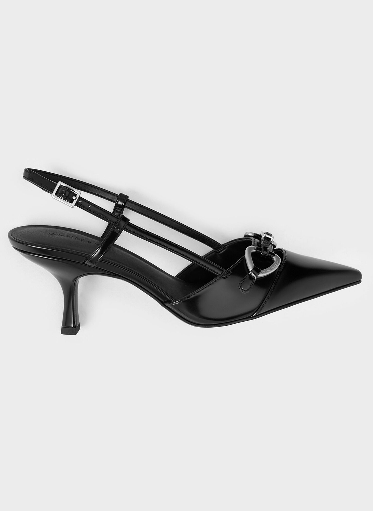 Metallic-Accent Slant-Heel Slingback Pumps, Black Box, hi-res