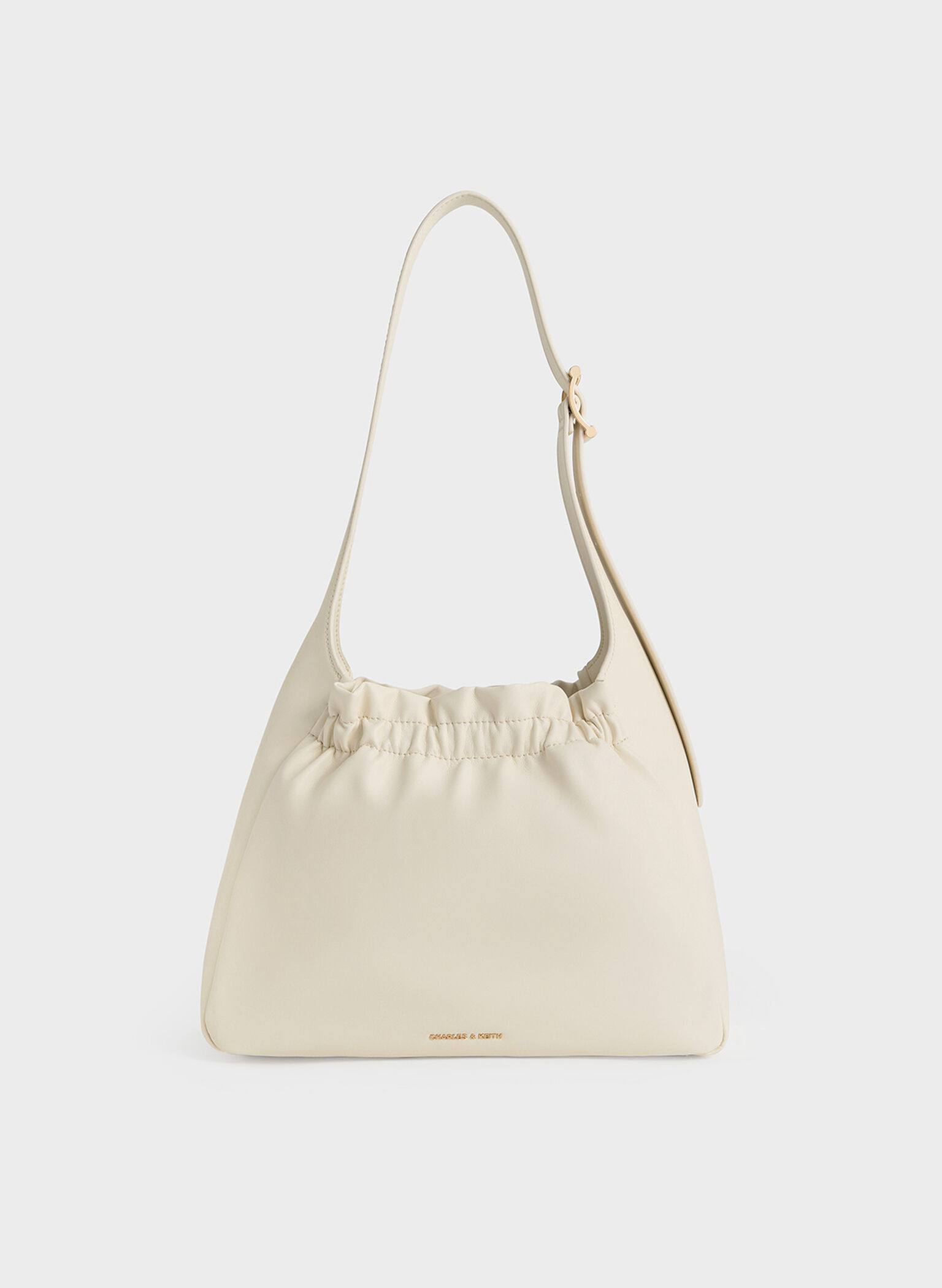 Brigette Ruched Shoulder Bag, Cream, hi-res