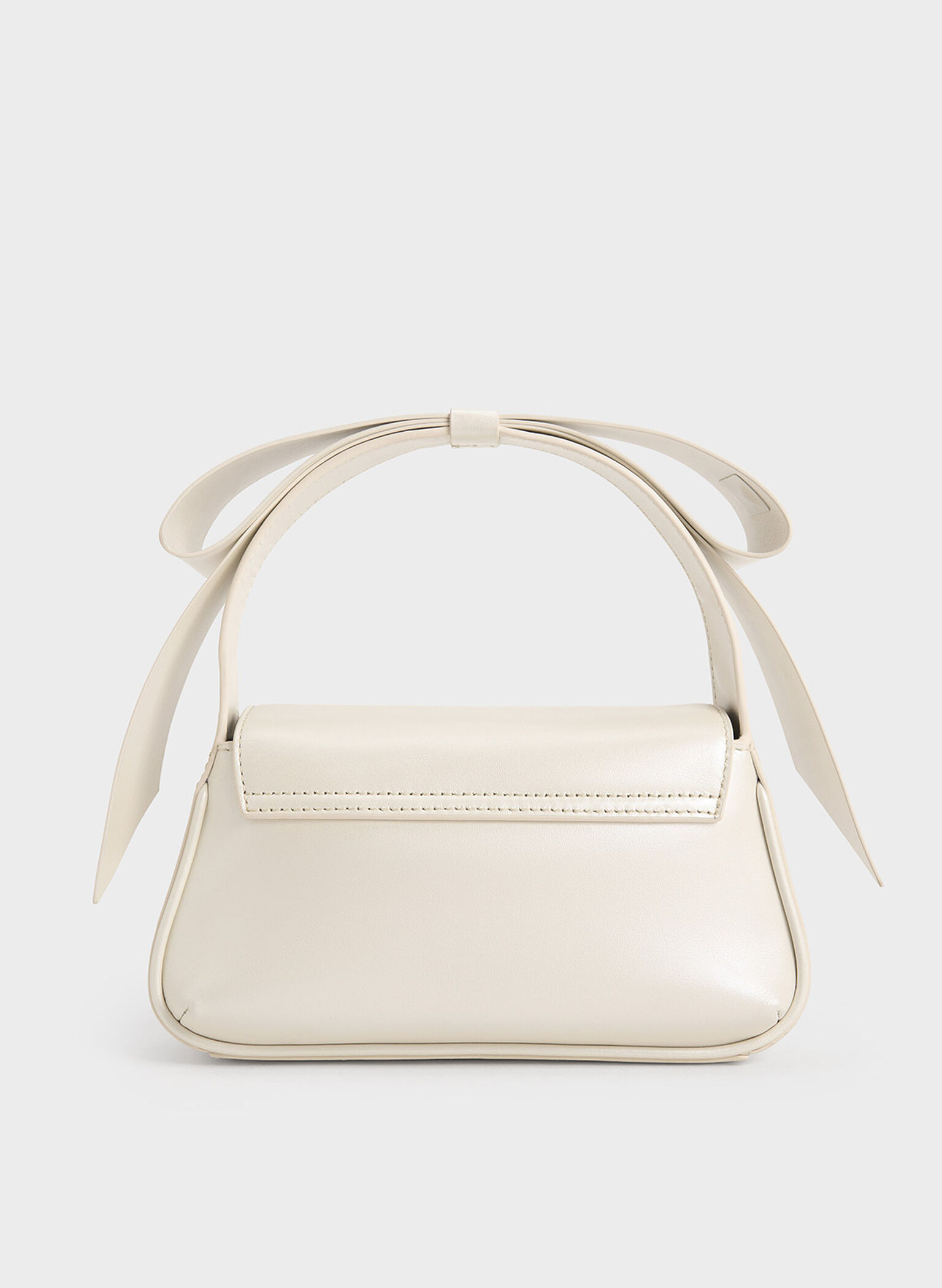 Leather Bow Top-Handle Bag, White, hi-res