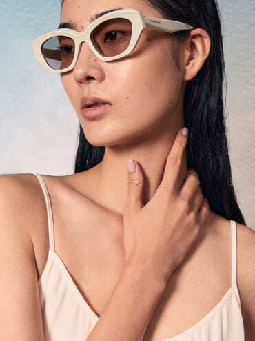 Onyx Recycled Acetate Cat-Eye Sunglasses, Chalk, hi-res