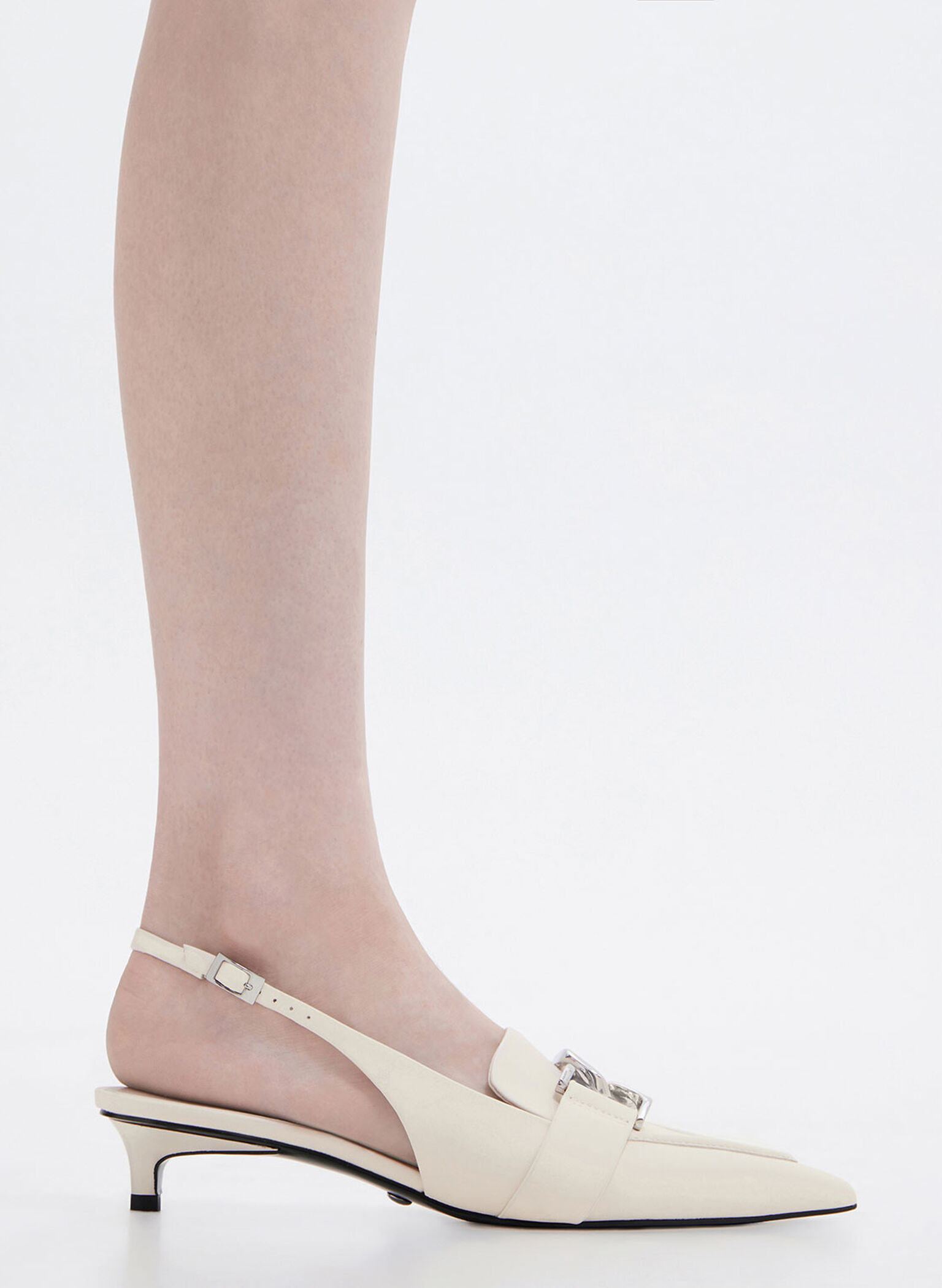 Gabine Leather Slingback Pumps, Chalk, hi-res