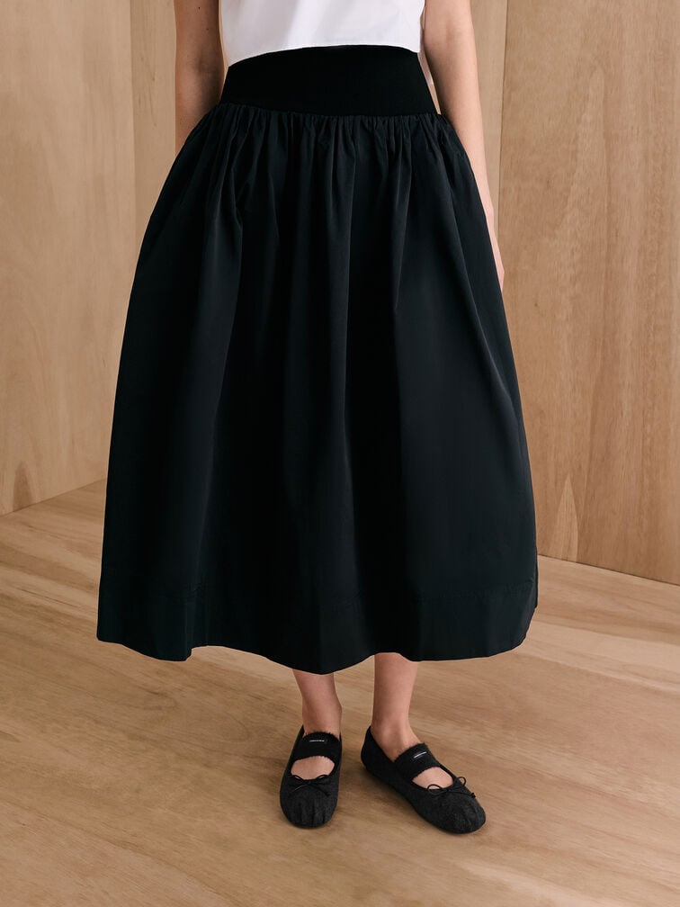 Winona Felt Bow Furry-Strap Mary Jane Flats, Black Textured, hi-res