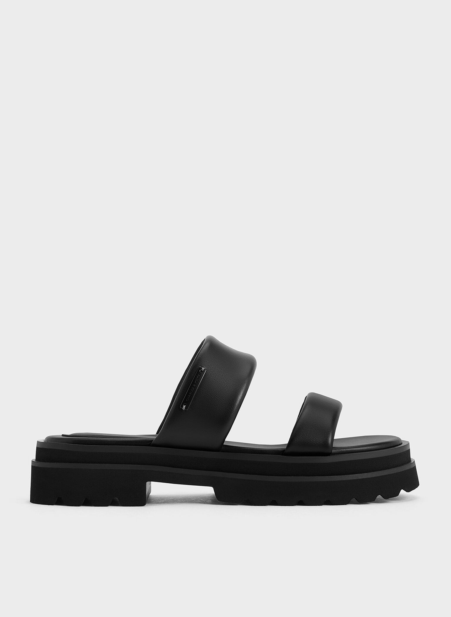 Tattie Puffy-Strap Sandals, Black, hi-res
