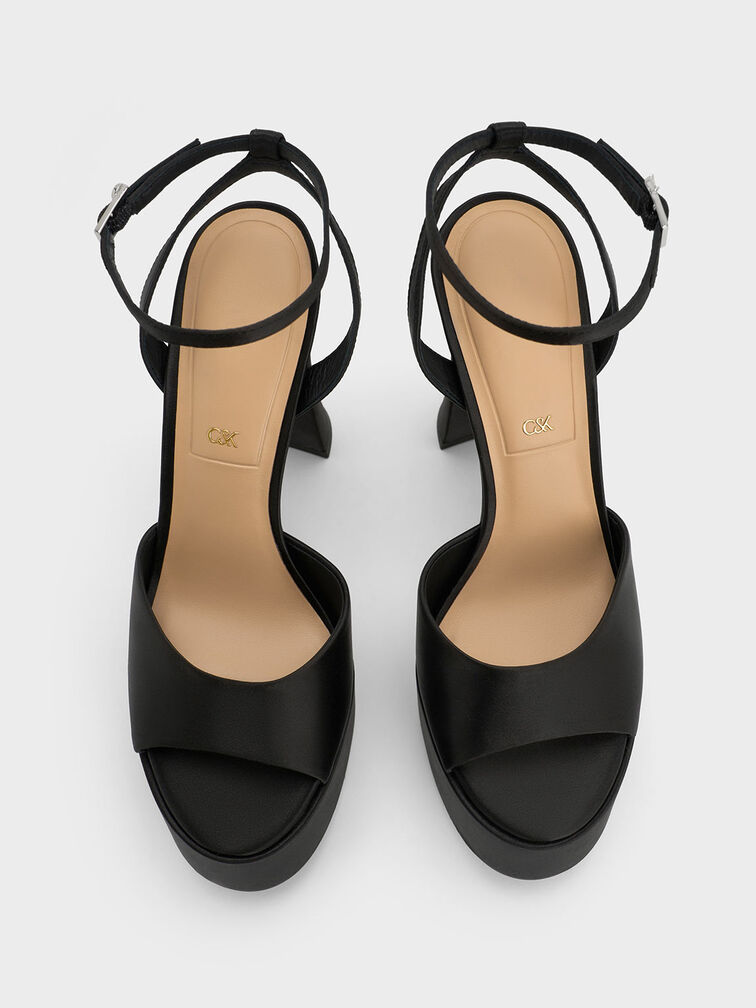 Michelle Recycled Polyester Platform Sandals, Black Textured, hi-res
