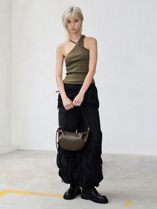 Calla Half-Moon Bag, Dark Moss, hi-res