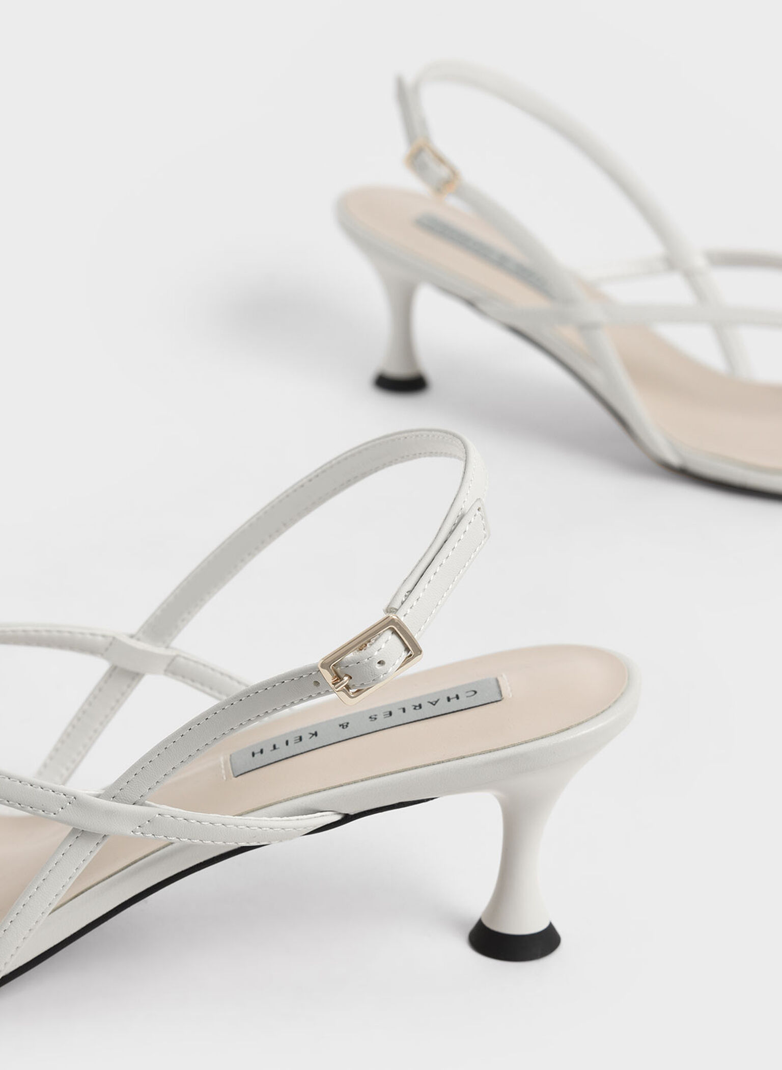 Slingback Thong Sandals, White, hi-res