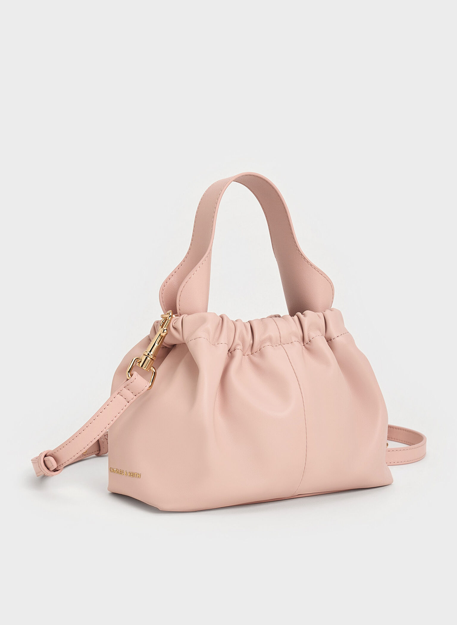 Ally Ruched Slouchy Chain-Handle Bag, Light Pink, hi-res