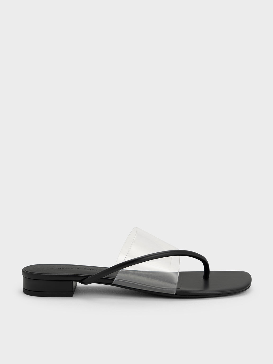 Transparent Thong Sandals Black