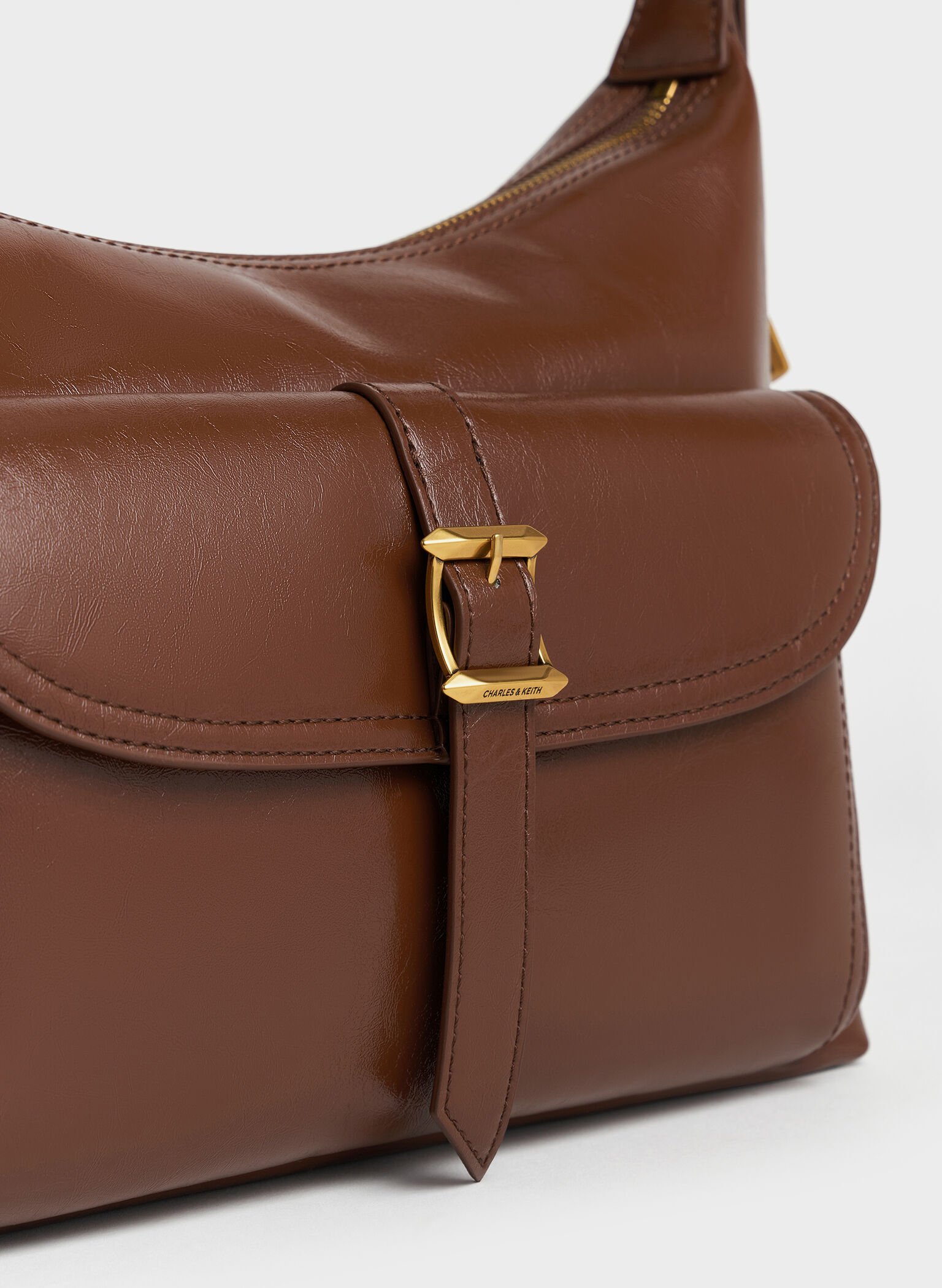 Bryna Belted Hobo Bag, Dark Brown, hi-res