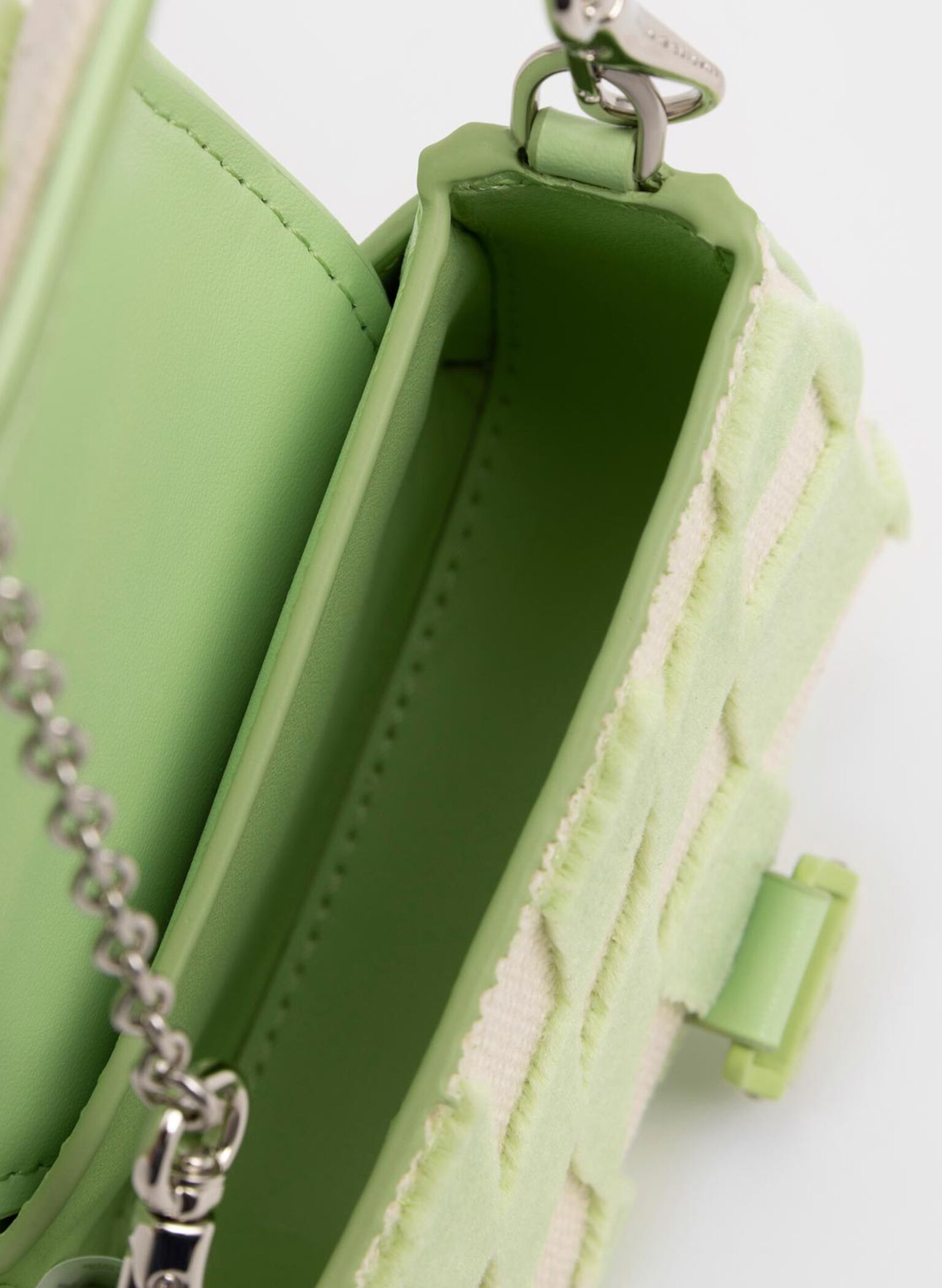 Zetta Belt Buckle Checkered Mini Bag, Mint Green, hi-res