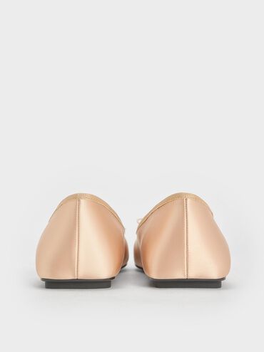 Satin Square-Toe Mary Jane Ballet Flats, Nude, hi-res