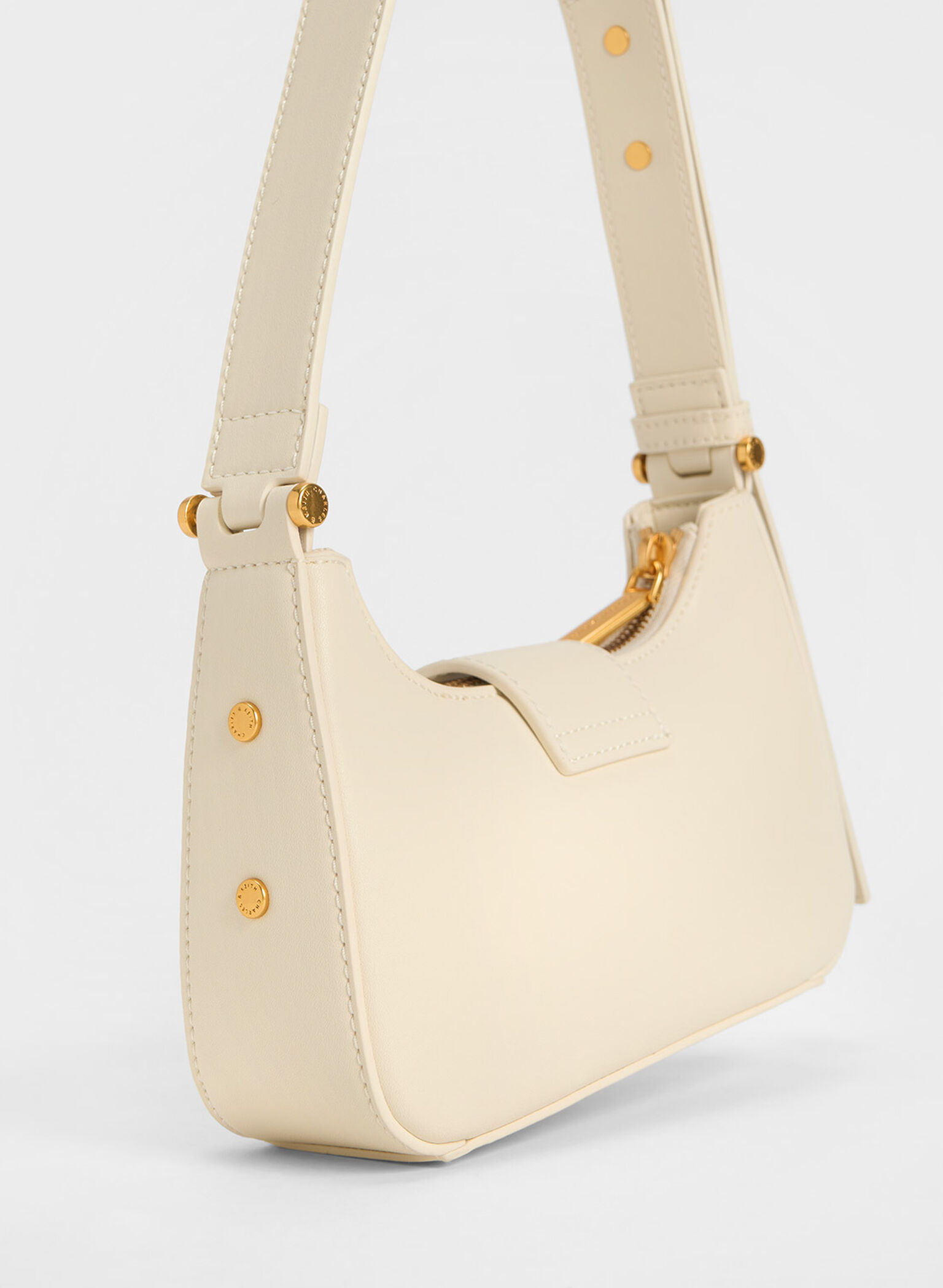 Metallic Accent Belted Bag, Chalk, hi-res