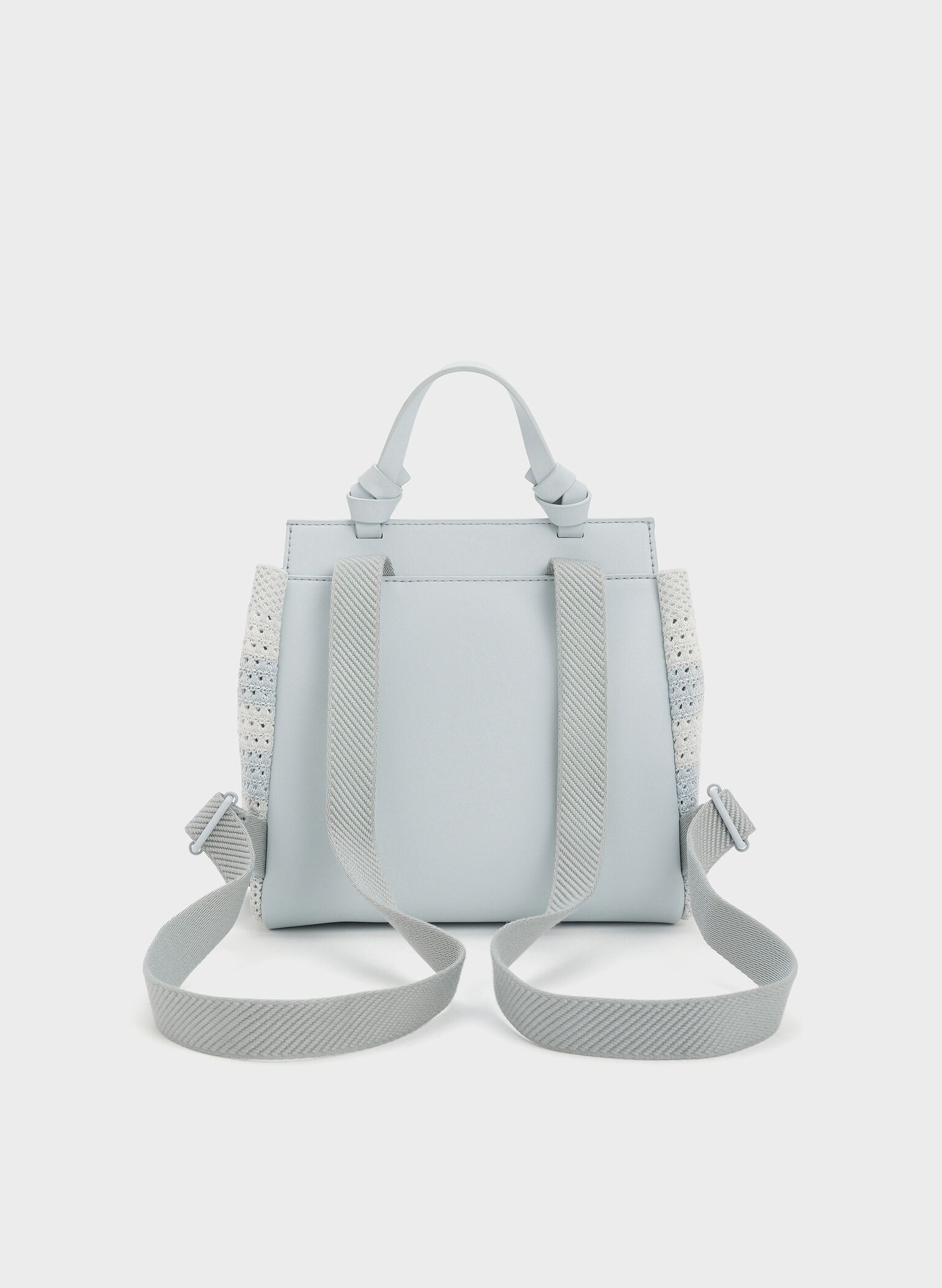 Girls' Ida Knitted Checkered Backpack, Sea Salt Blue, hi-res