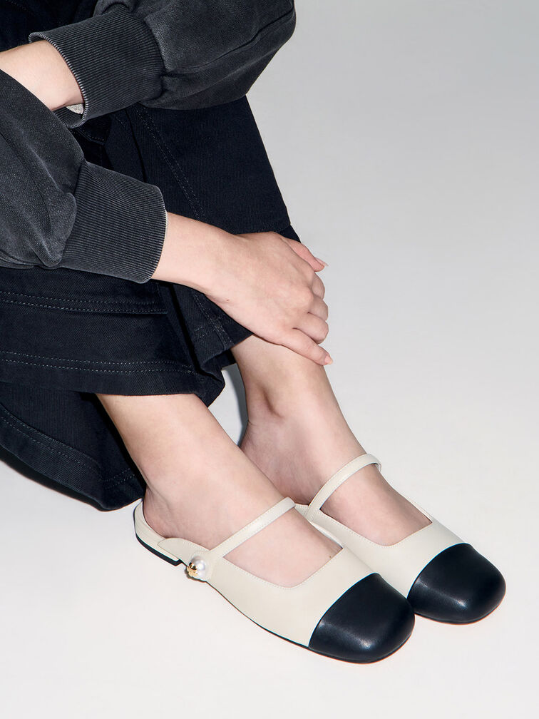 Aeryn Pearl Embellished Flat Mules, Chalk, hi-res