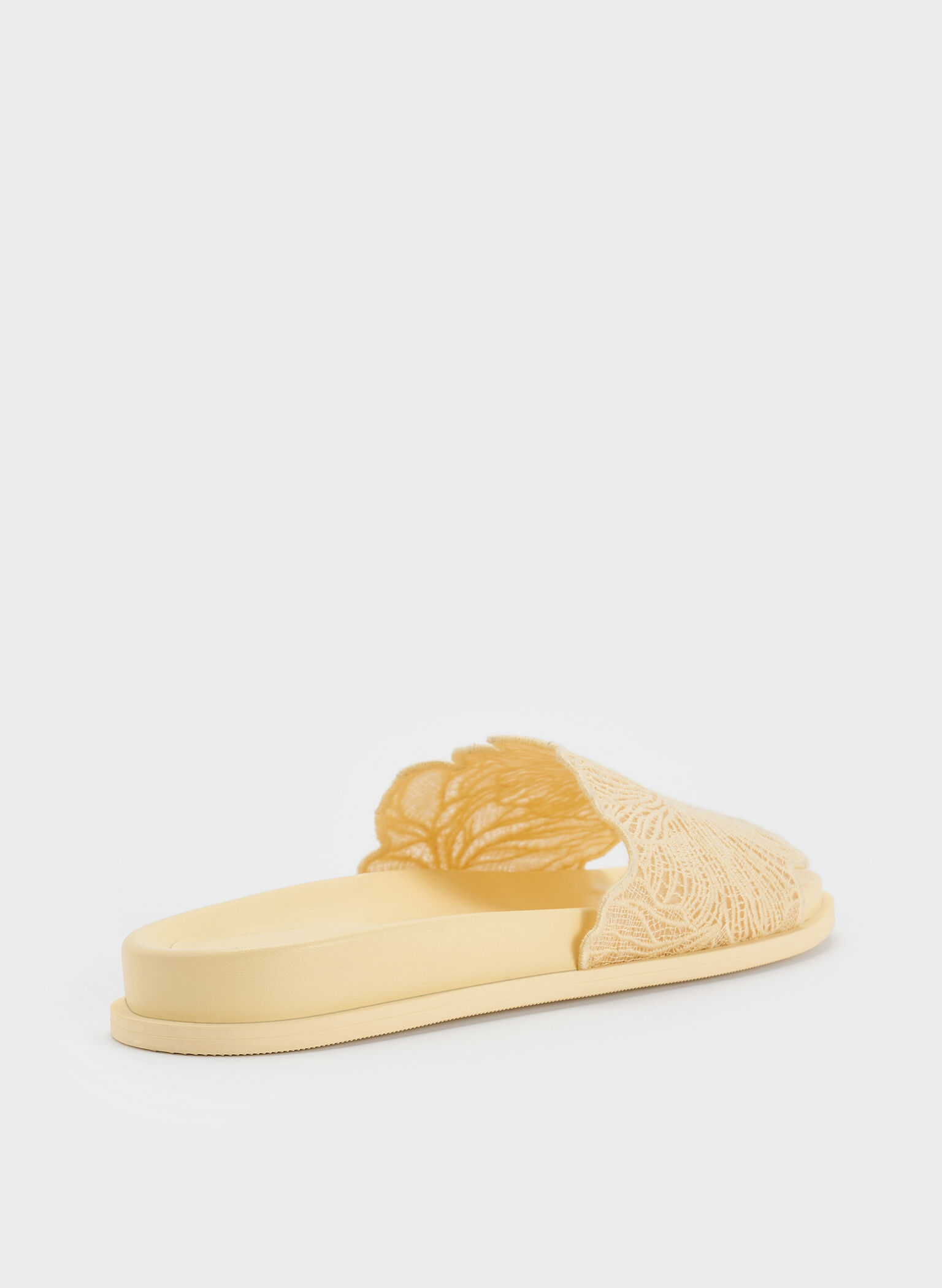 Crochet Floral Slide Sandals, Yellow, hi-res