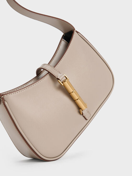Cesia Metallic Accent Shoulder Bag, Taupe, hi-res