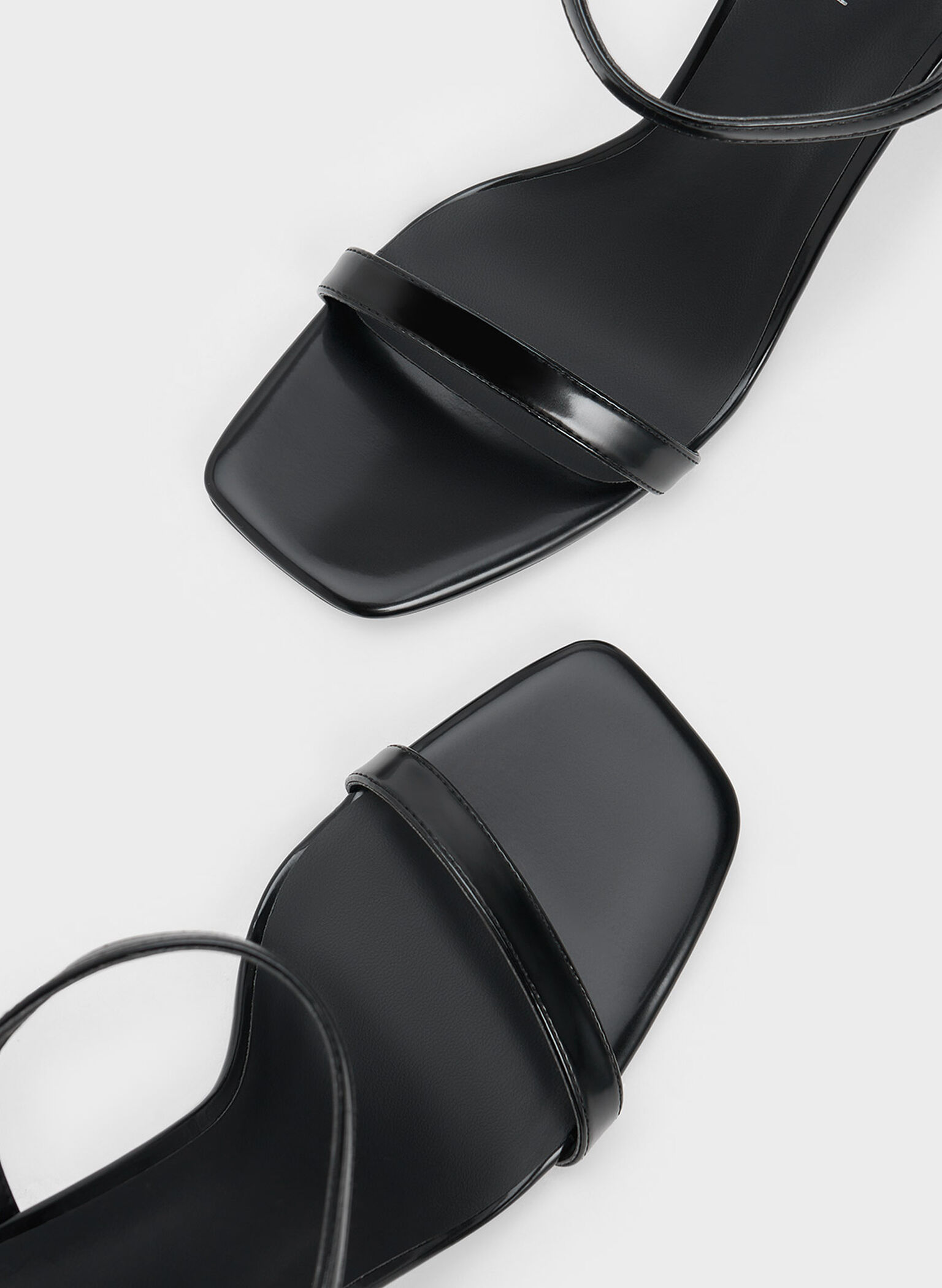 Square Toe Trapeze Heel Sandals, Black Box, hi-res