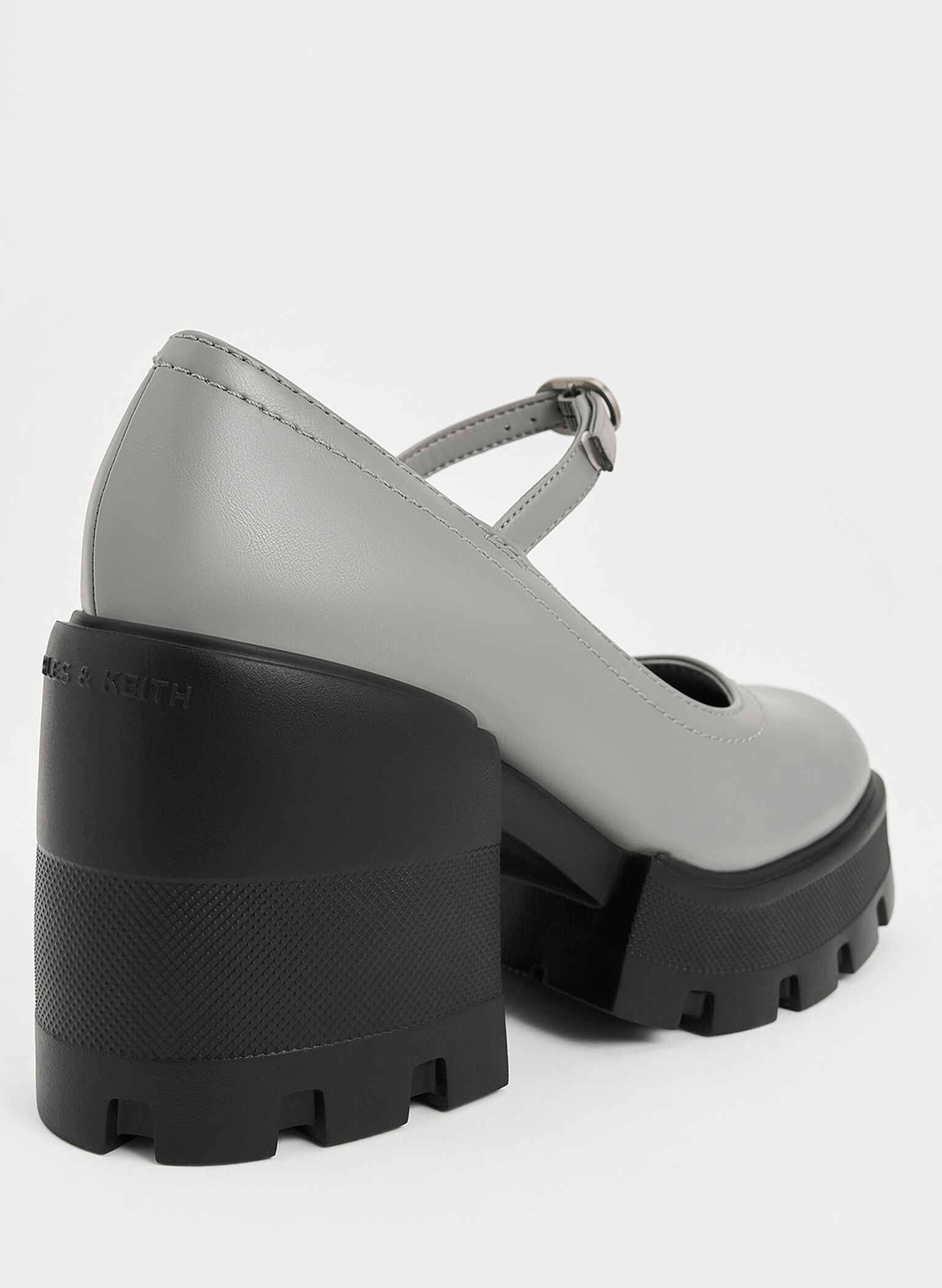 Buckled Platform Mary Janes, Grey, hi-res
