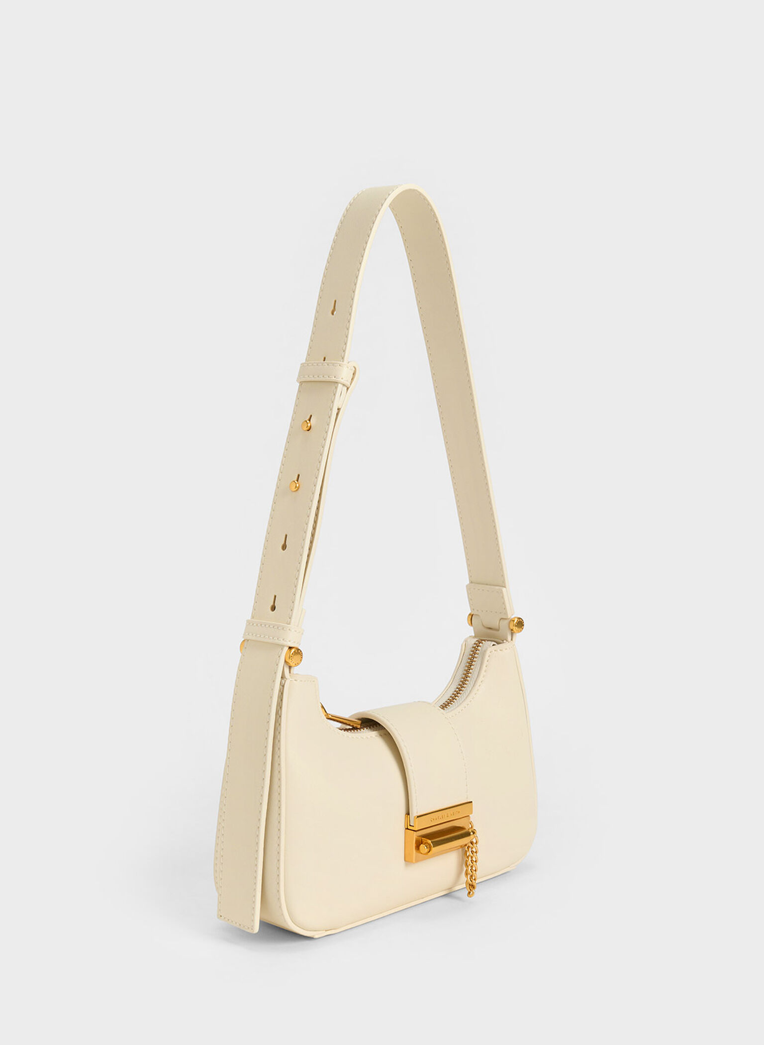Metallic Accent Belted Bag, Chalk, hi-res