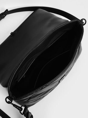 Lin Puffer Chain Shoulder Bag, Matte Black, hi-res