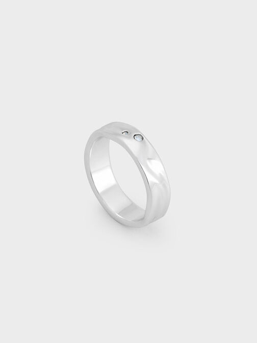 Ottilie Crystal Sculptural Ring, Silver, hi-res