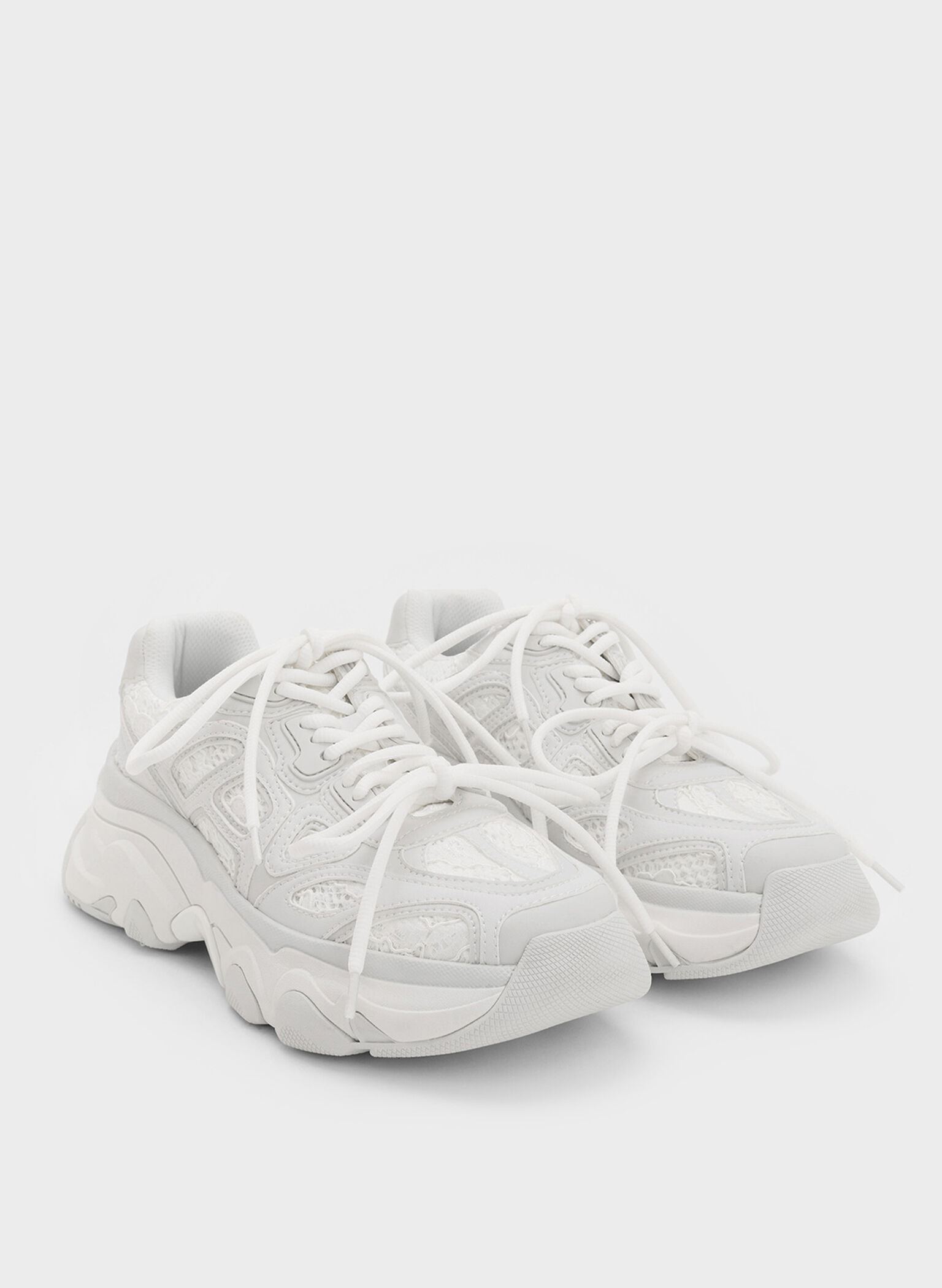Gaskell Lace Chunky Sneakers, White, hi-res