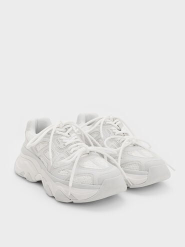 Gaskell Lace Chunky Sneakers, White, hi-res