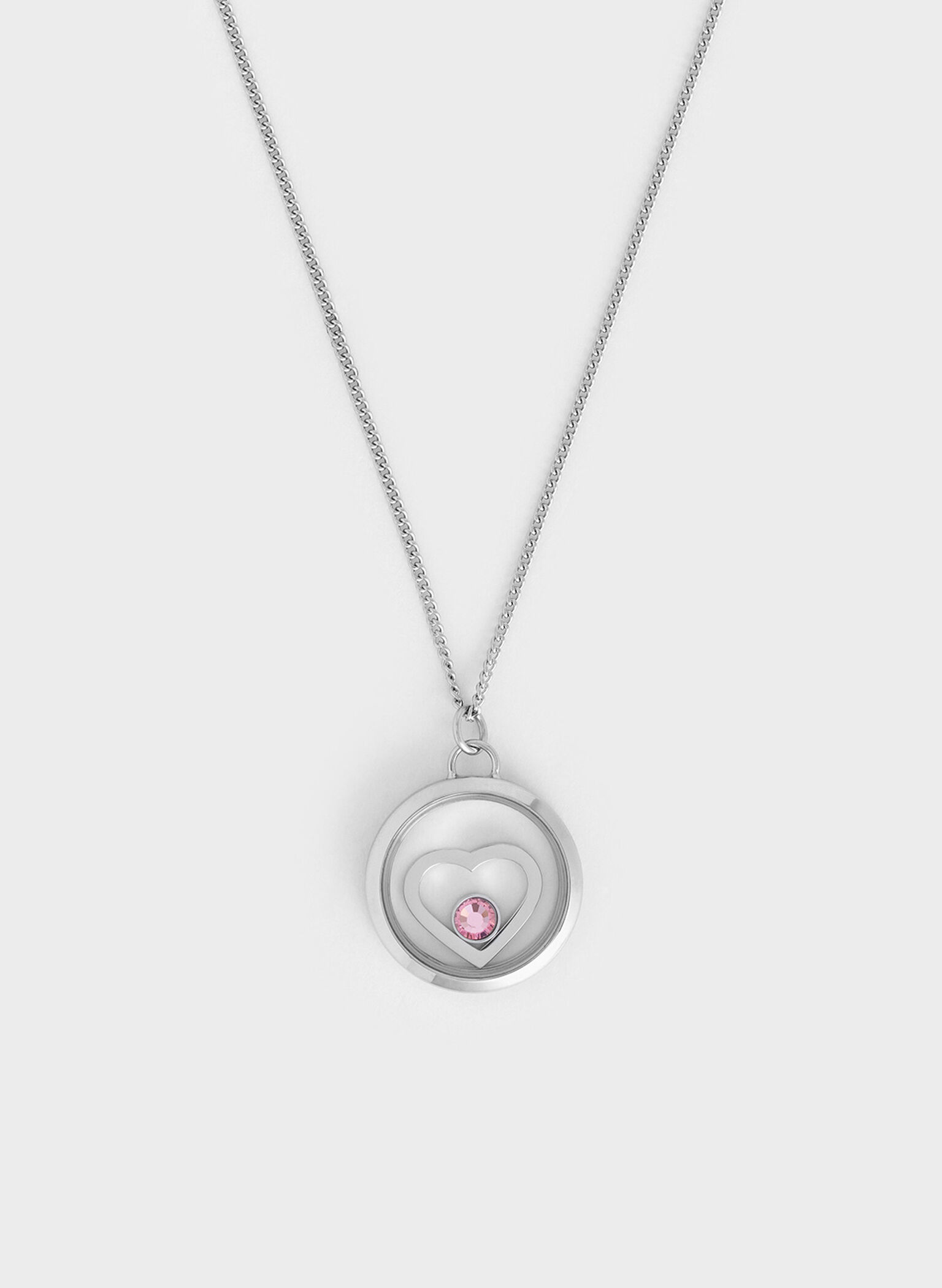 Malorie Crystal Heart Necklace, Silver, hi-res