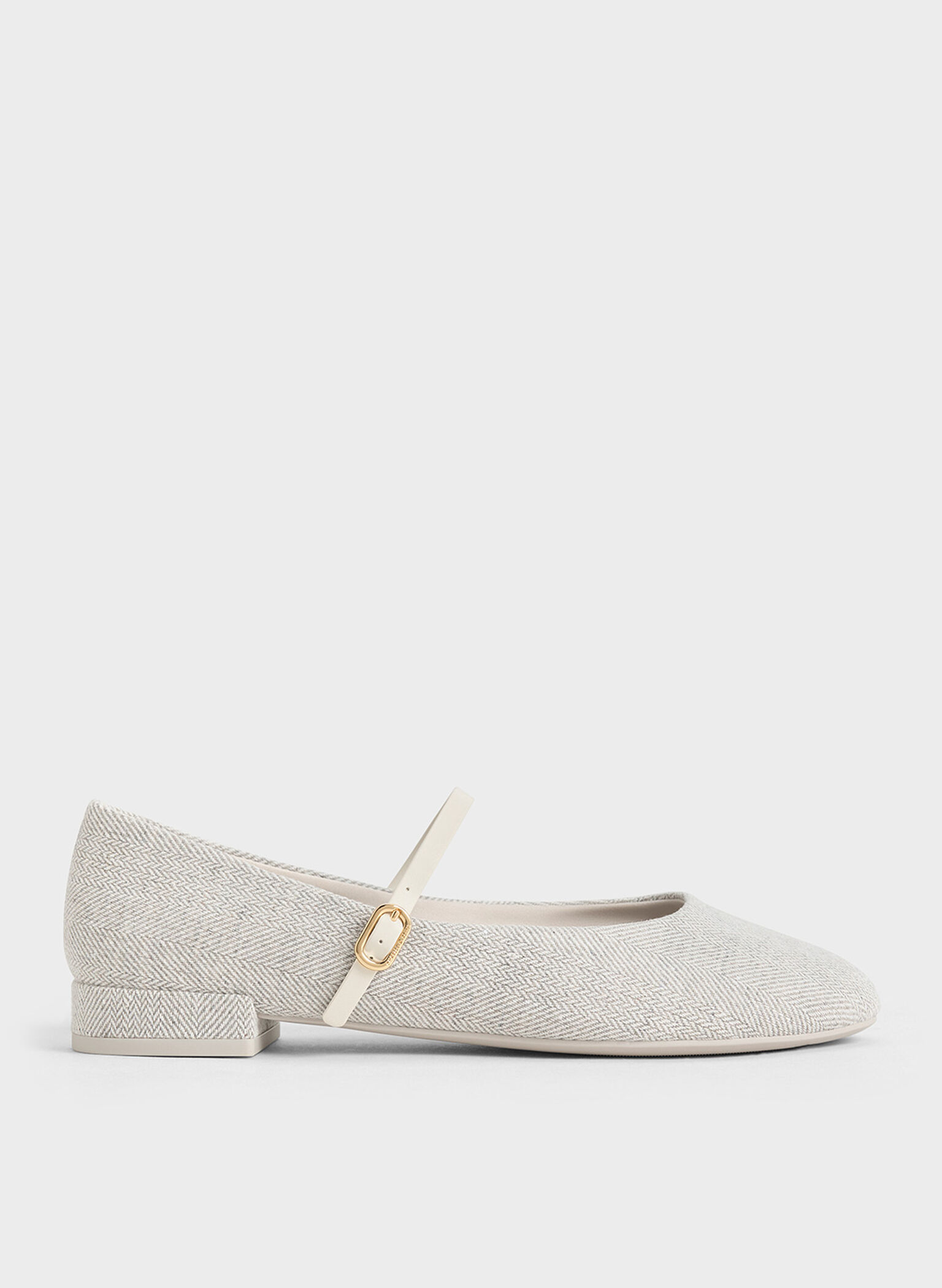 Gertrude Tweed Round-Toe Mary Janes, Light Grey, hi-res