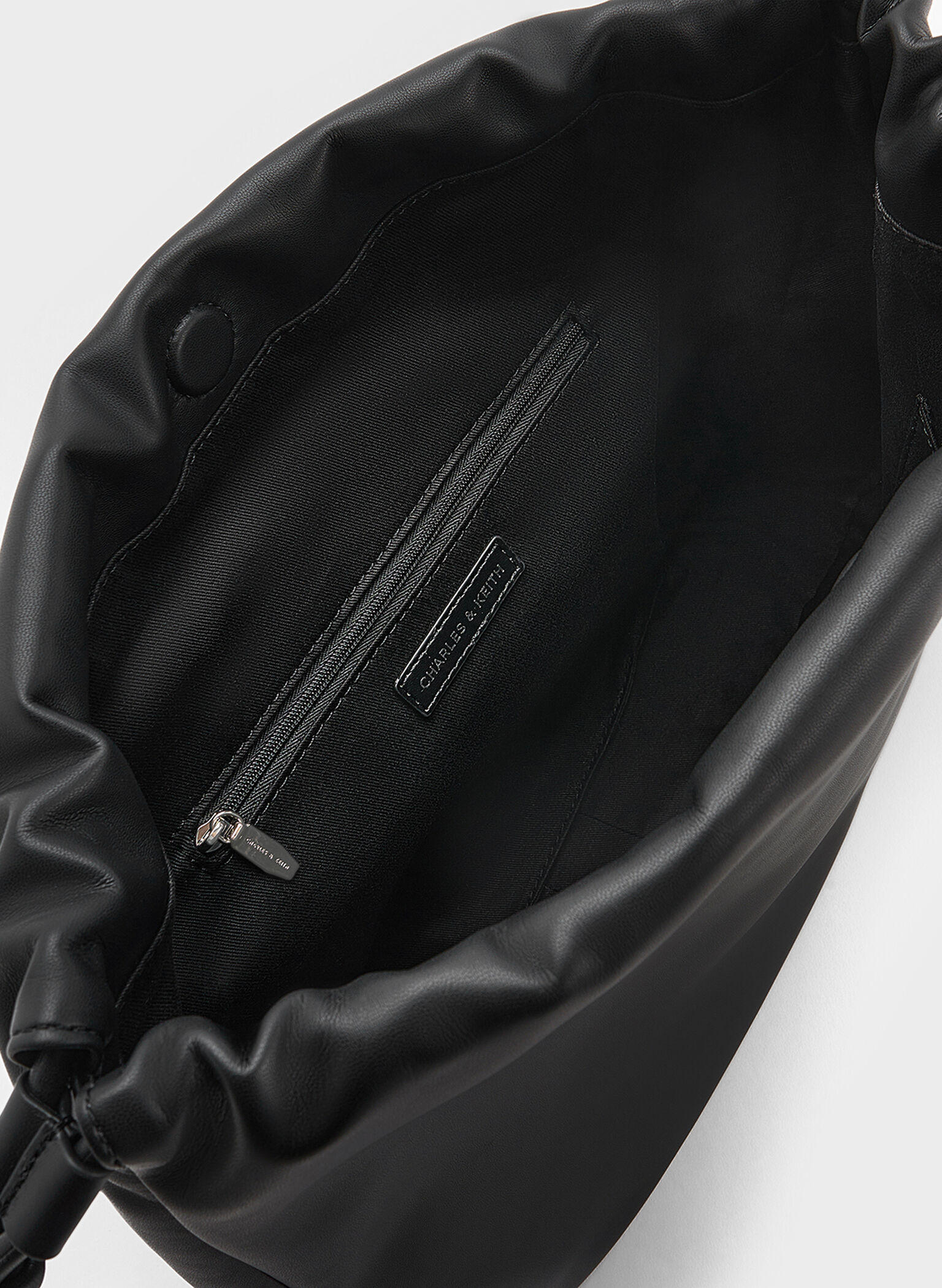 Lorelai Ruched Knotted-Strap Hobo Bag, Noir, hi-res