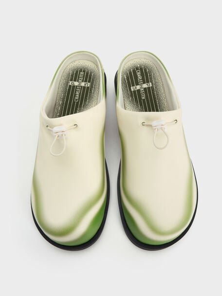Gradient Wave Slip-On Mules, Green, hi-res