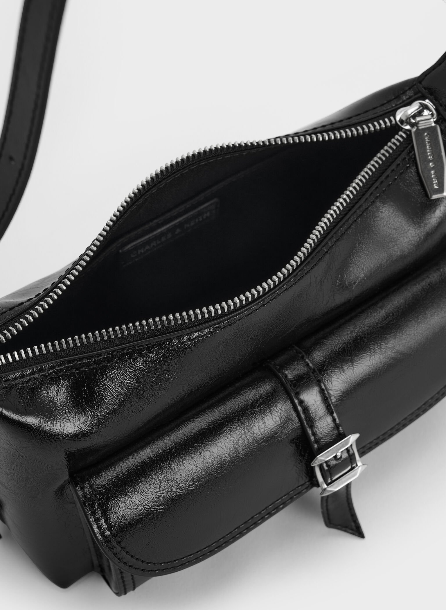 Bryna Belted Shoulder Bag, Noir, hi-res