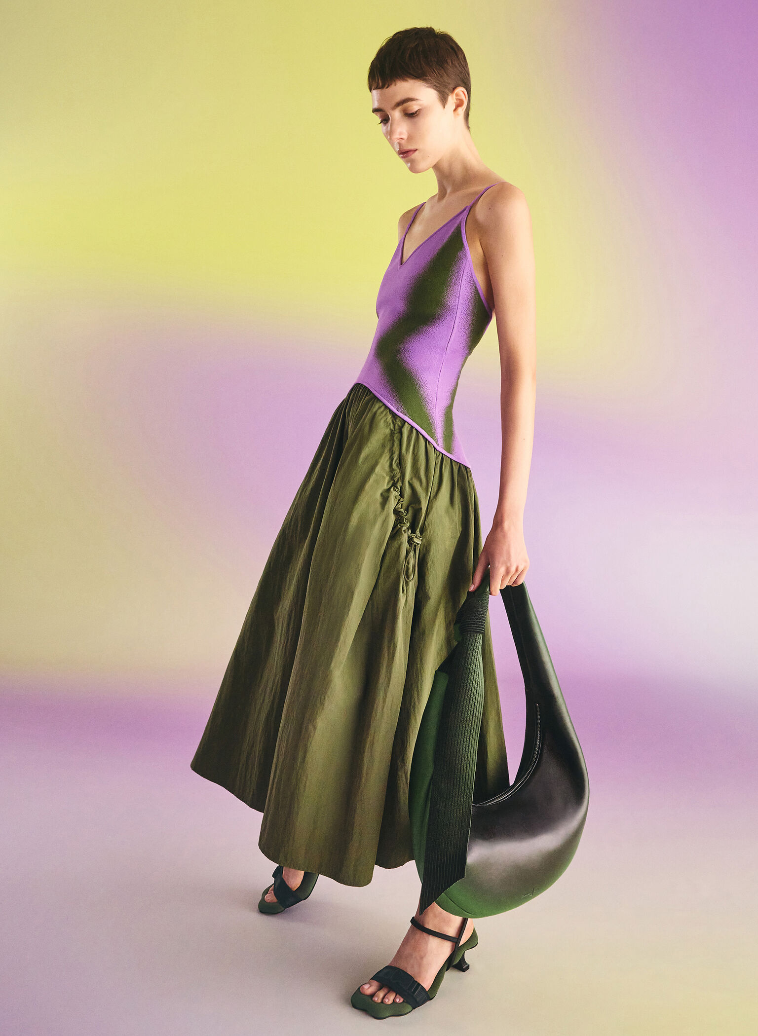 Toni Gradient Knotted Crescent Hobo Bag, Green, hi-res