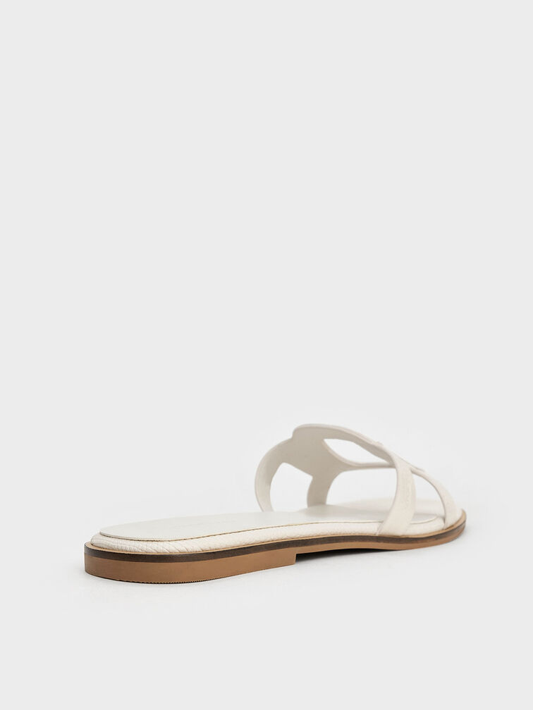 Easley Croc-Effect Cut-Out Slide Sandals, Animal Print White, hi-res