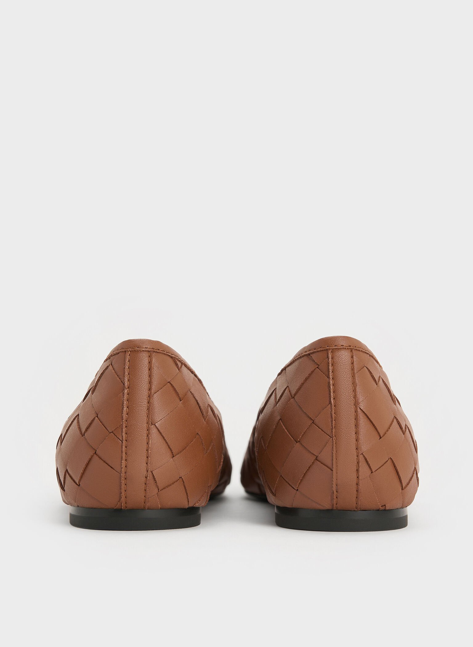 Woven Bow Ballet Flats, Brown, hi-res