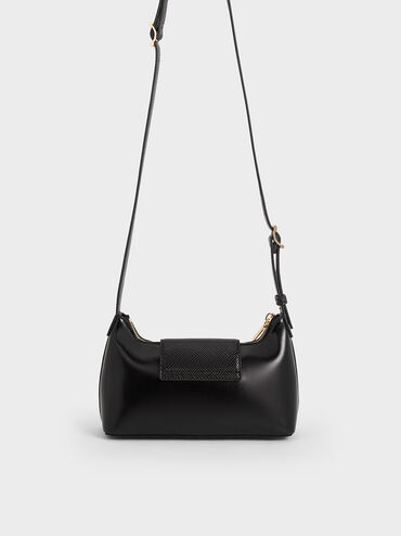 Arwen Belted Shoulder Bag, Black, hi-res