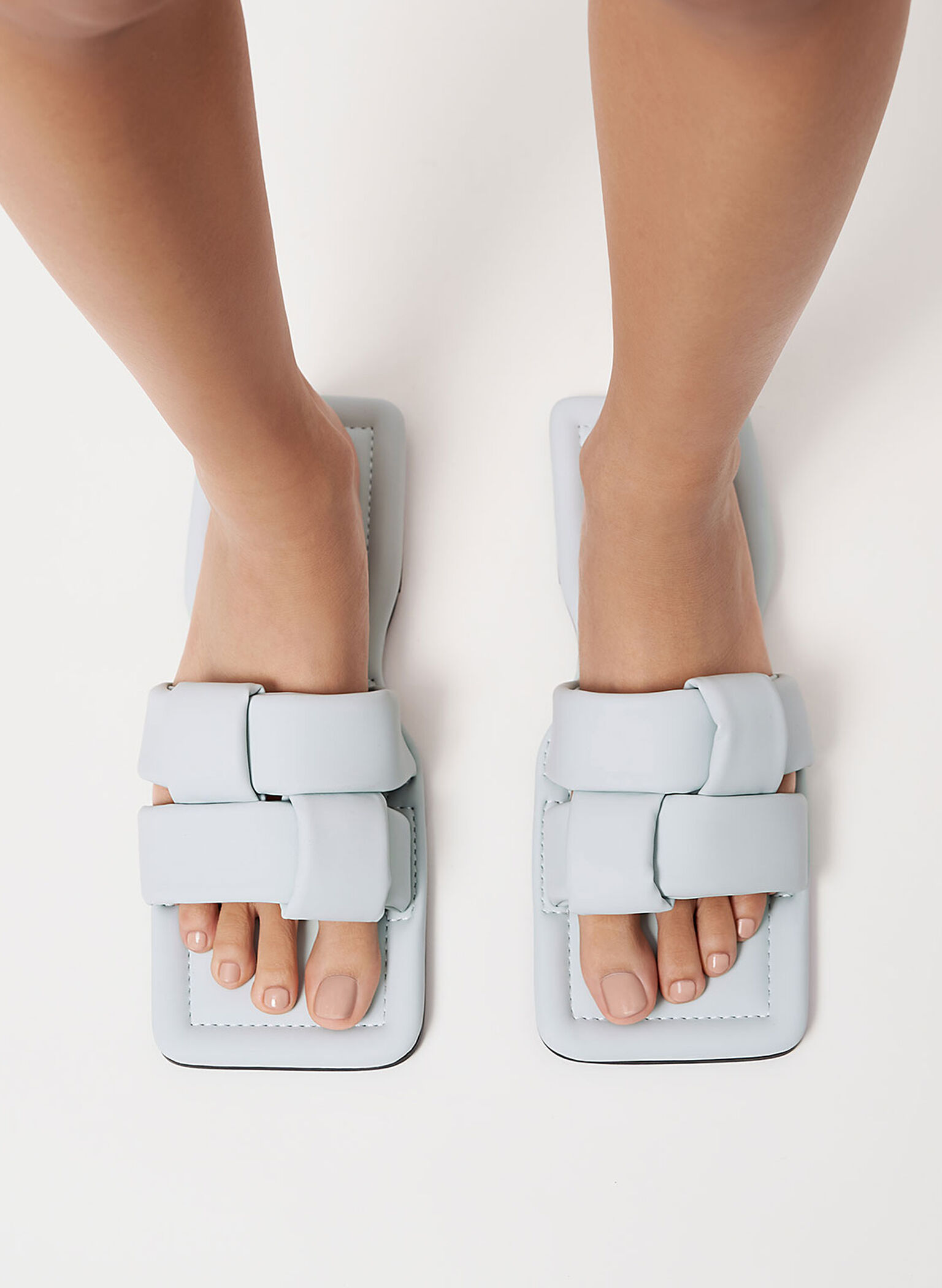 Interwoven Strap Slides, Mint Blue, hi-res