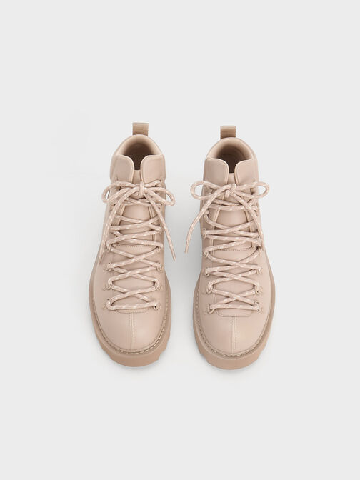 Indra Lace-Up Ankle Boots, Beige, hi-res
