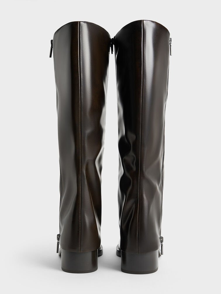 Louise Side-Zip Knee-High Boots, Dark Brown, hi-res