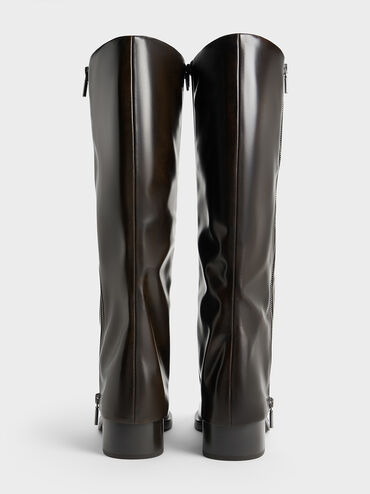 Louise Side-Zip Knee-High Boots, Dark Brown, hi-res