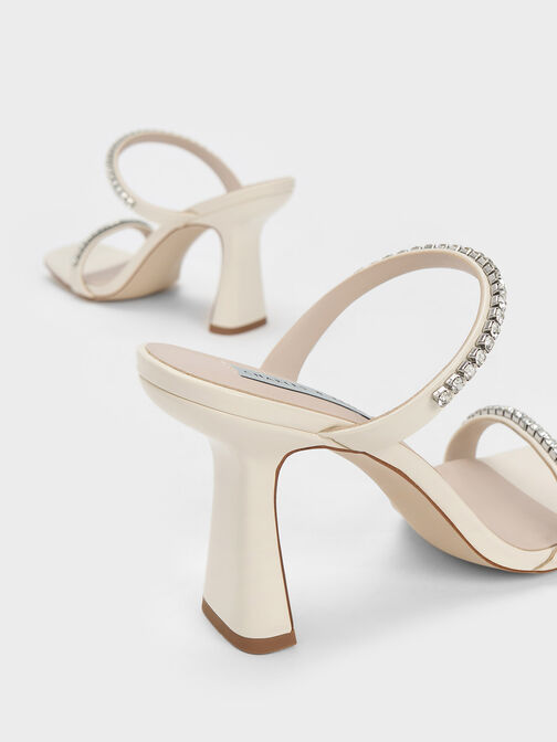 Patent Gem-Encrusted Heeled Sandals, Chalk, hi-res