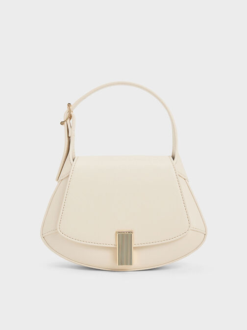 Metallic-Accent Curved Top Handle Bag, Chalk, hi-res