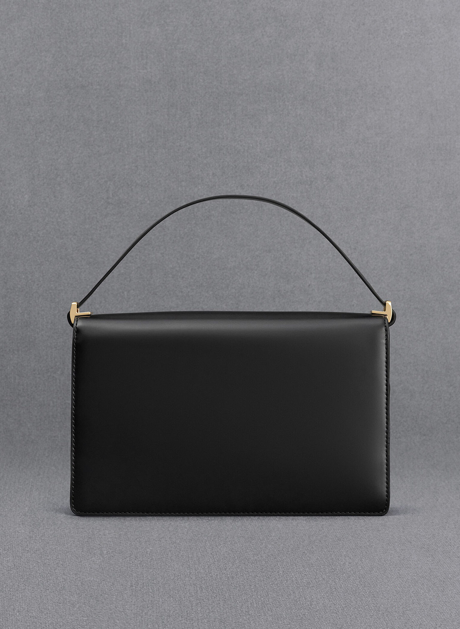 Leather Shoulder Bag, Black, hi-res