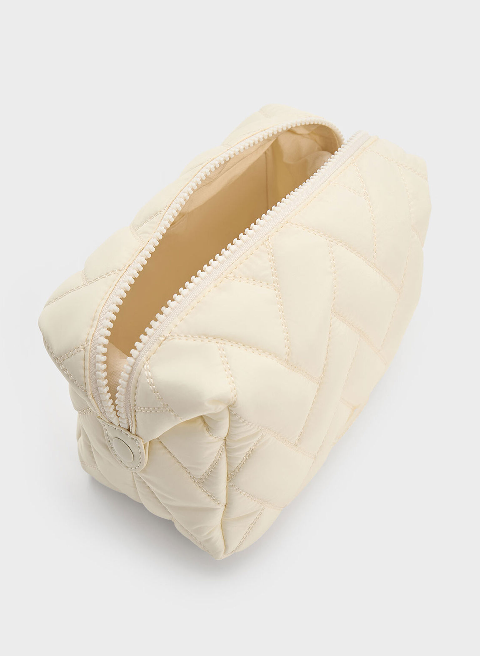 Nylon Chevron Pouch, Cream, hi-res