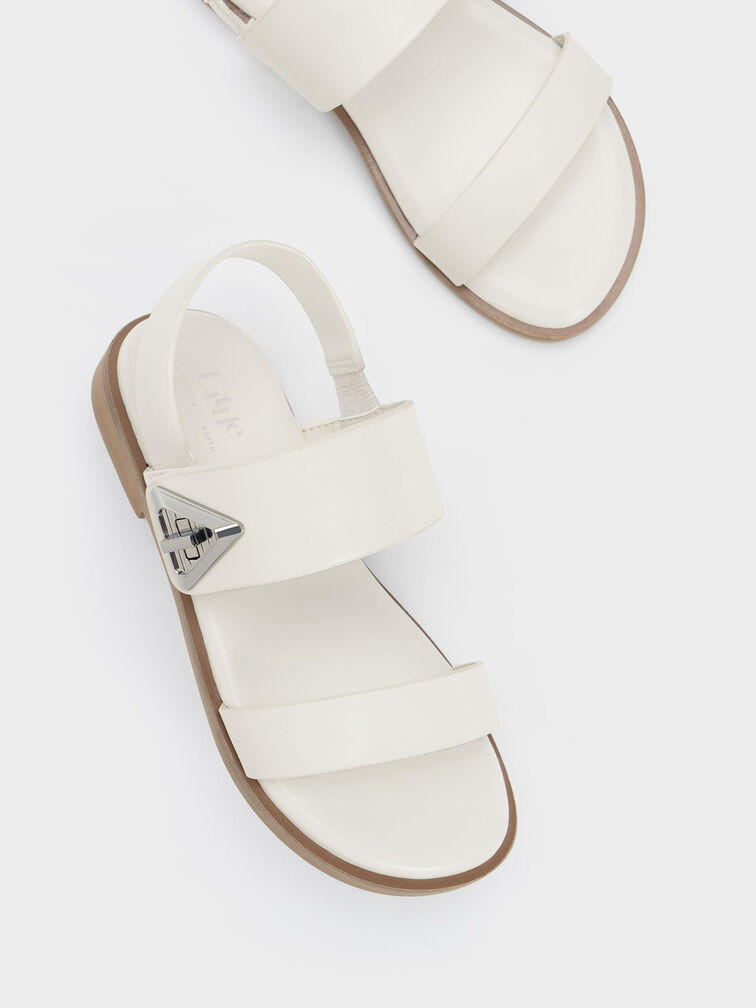 Girls' Trice Metallic Accent Sandals, Chalk, hi-res