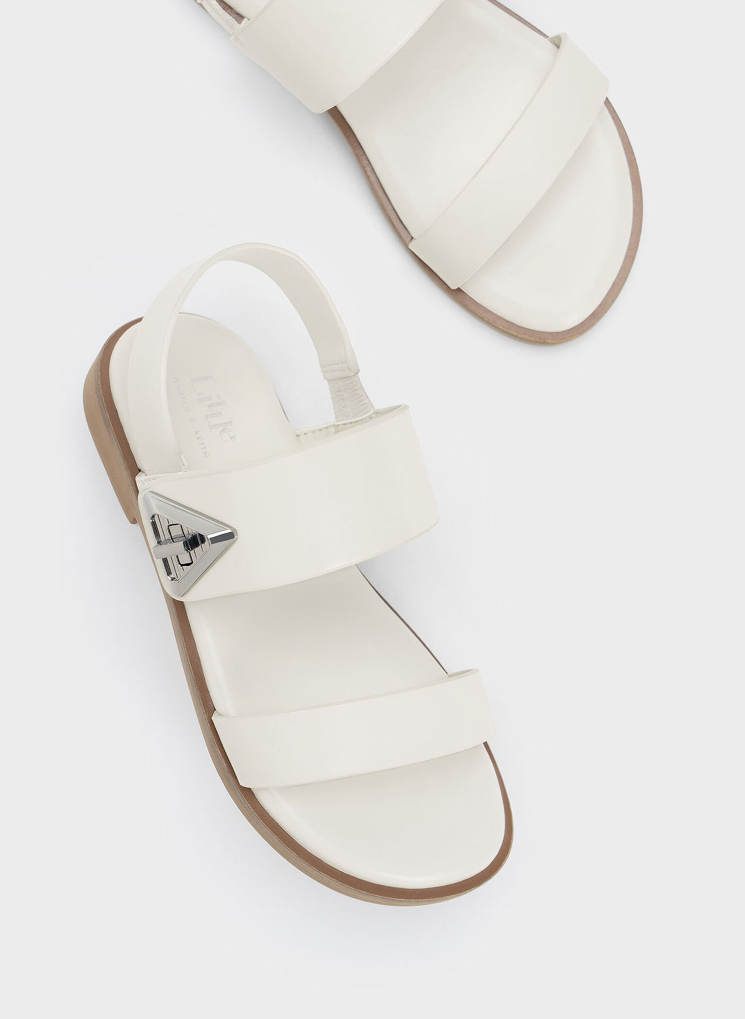 Girls' Trice Metallic Accent Sandals, Chalk, hi-res