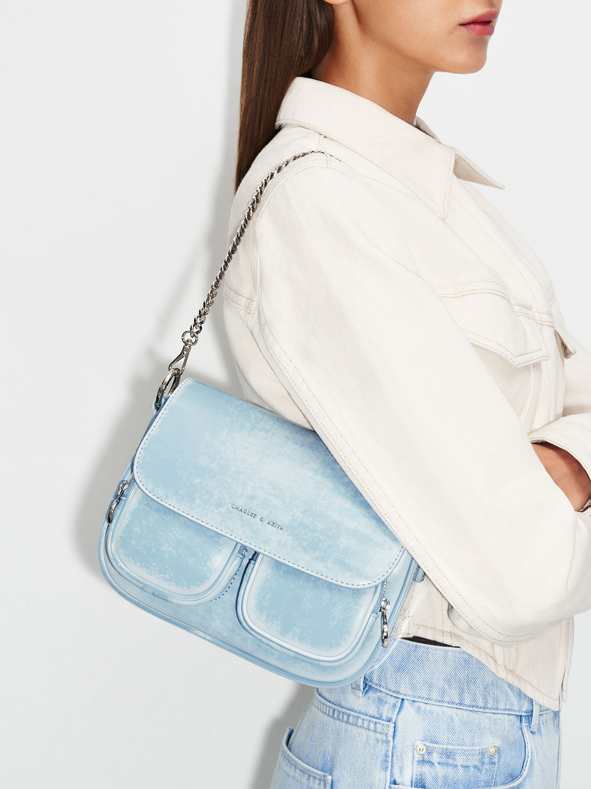 Charles and online keith blue handbag