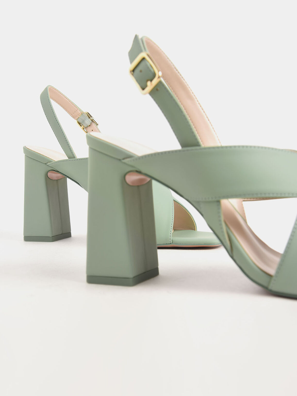 light green heeled sandals
