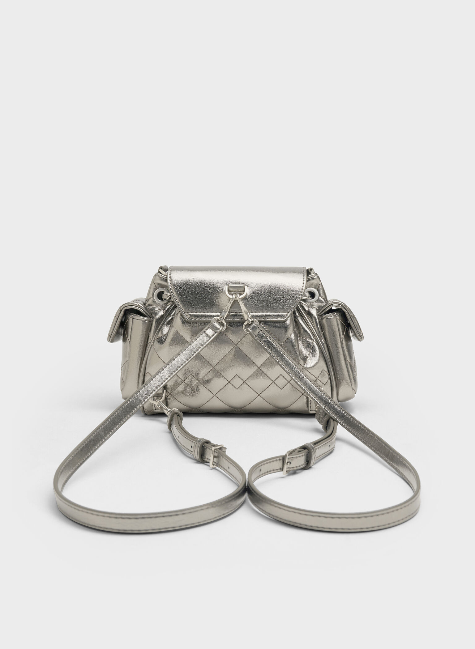 Duo Quilted Two-Way Front Flap Backpack, Pewter, hi-res